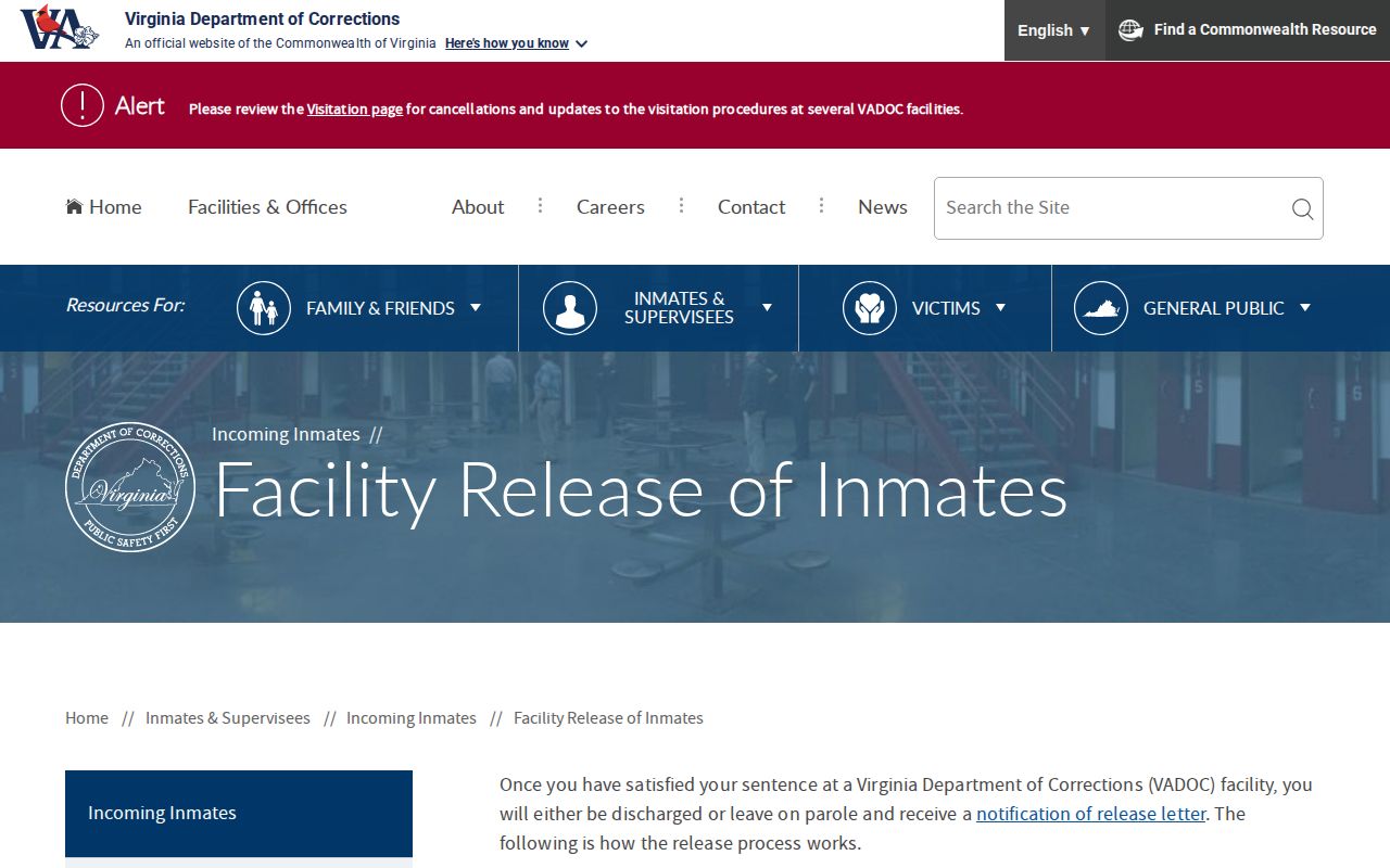 Greensville Correctional Center VADOC release day records and property procedure